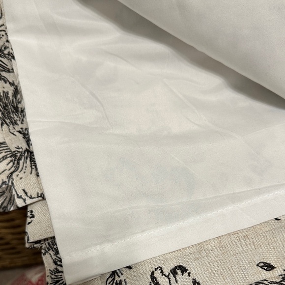 Floral Patterned Curtains 50”W x 108”L- Black and Cream Fully Lined - Picture 3 of 4